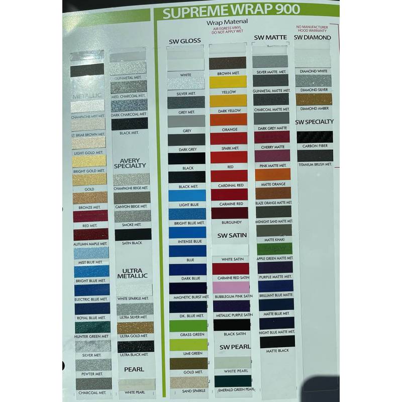 Vinyl Pinstripe Color Chart 2